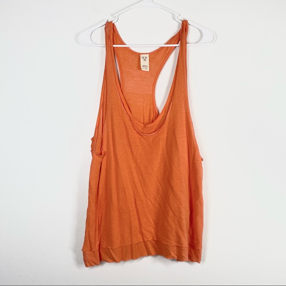 FREE PEOPLE We The Free Karmen Double Layer Tank Top Coral Orange Medium - Picture 3 of 8